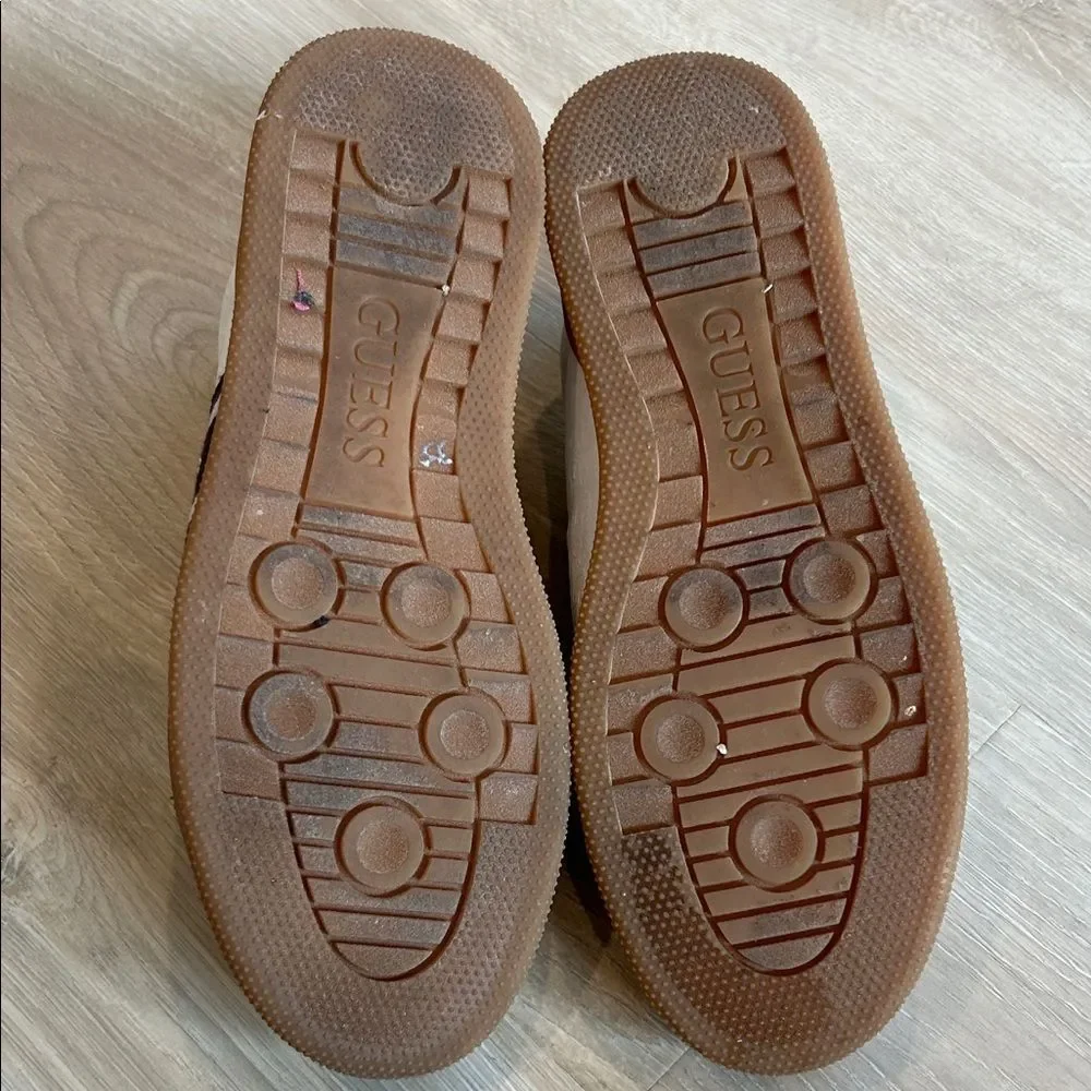 Guess White and Tan Men's Sneakers, Size 10
